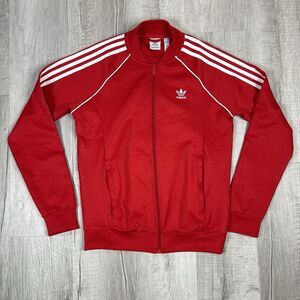 Adidas Originals Prime Blue Mens Small Red Trefoil Logo Track Tracksuit Jacket